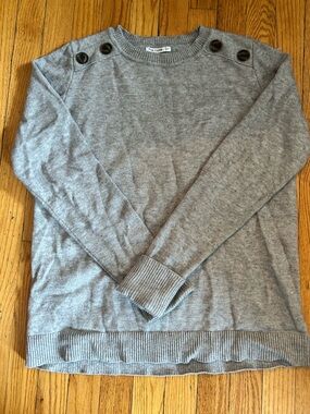 Pink Clover Gray women’s  Crewneck Sweater with Shoulder Buttons